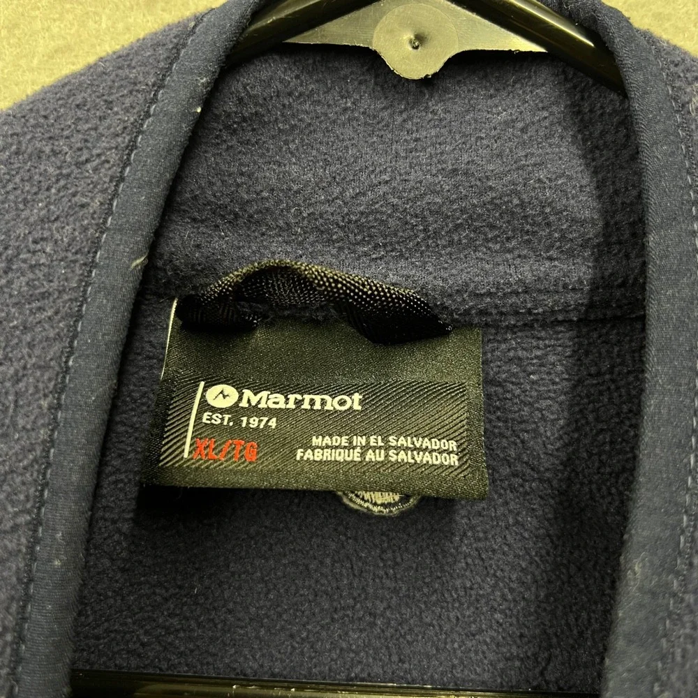 Marmot Mens XL Navy Blue Full Zip Fleece Jacket M12649 Recycled Outdoor Layer